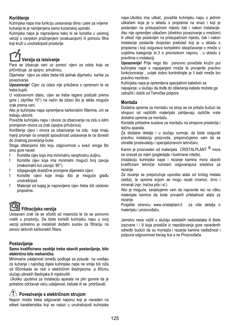 ELICA YE User Manual | Page 125 / 136