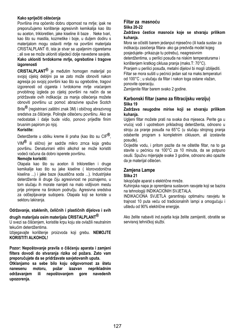 ELICA YE User Manual | Page 127 / 136