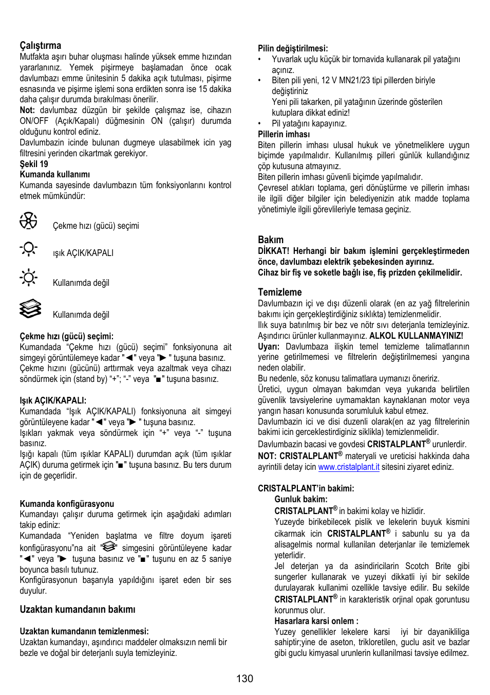 ELICA YE User Manual | Page 130 / 136