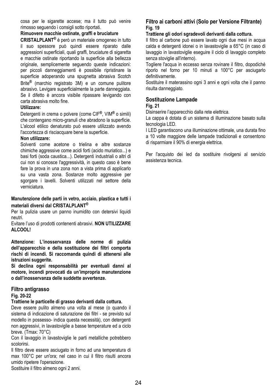 ELICA YE User Manual | Page 24 / 136