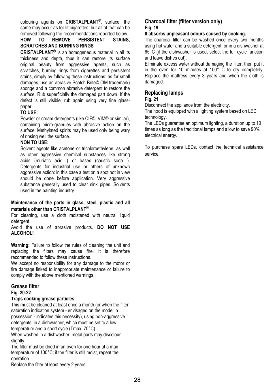 ELICA YE User Manual | Page 28 / 136