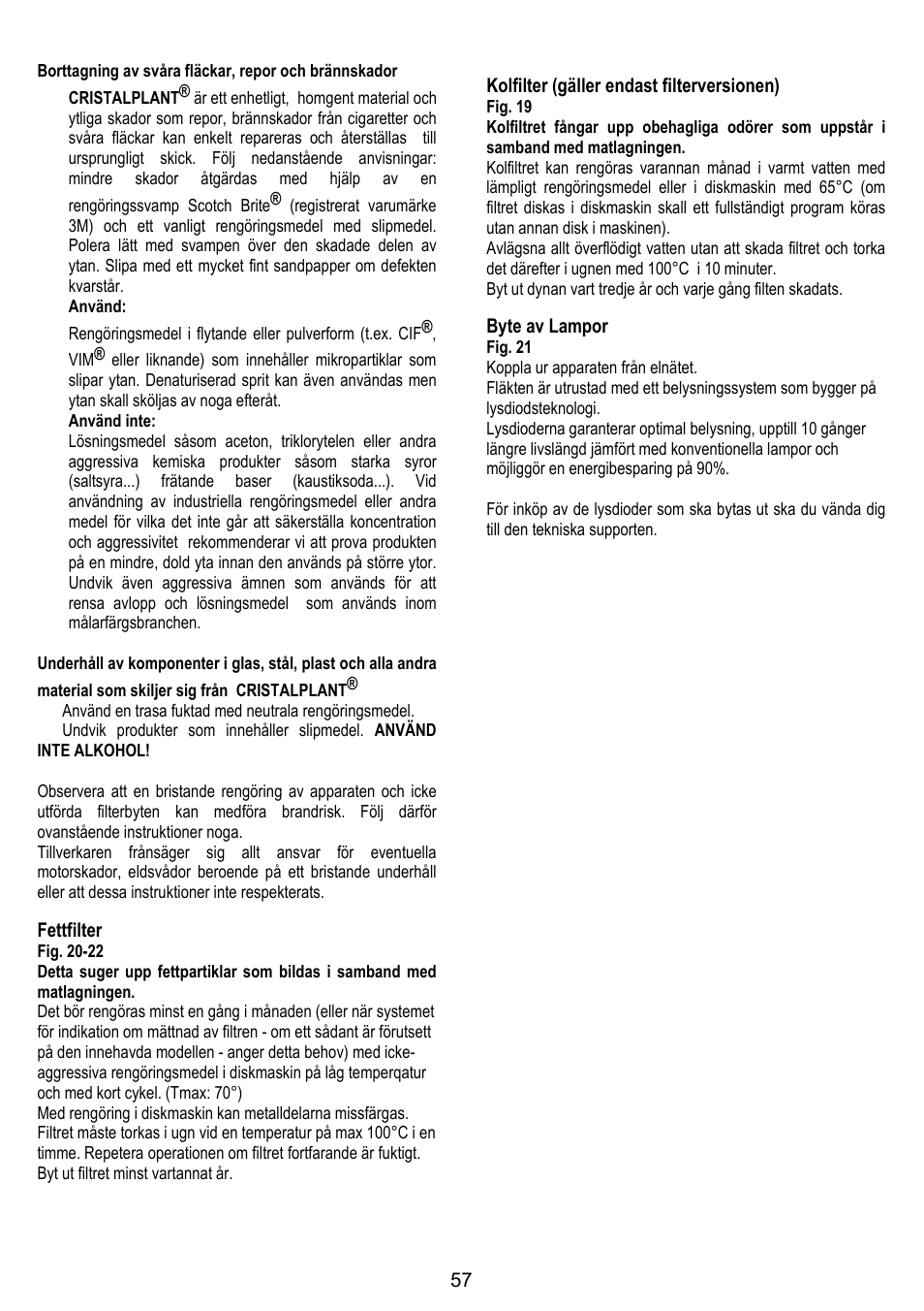 ELICA YE User Manual | Page 57 / 136