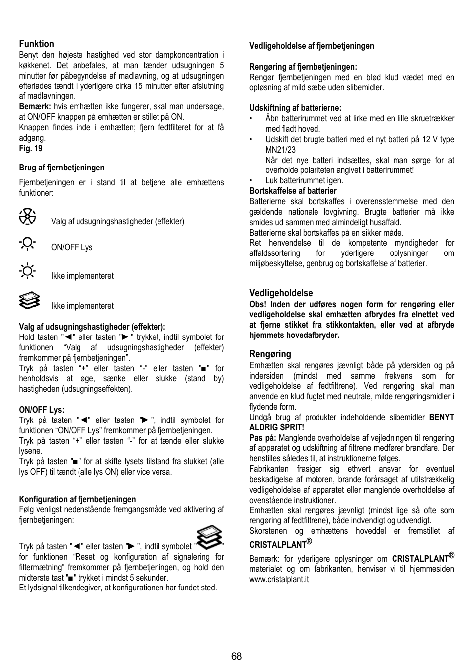 ELICA YE User Manual | Page 68 / 136