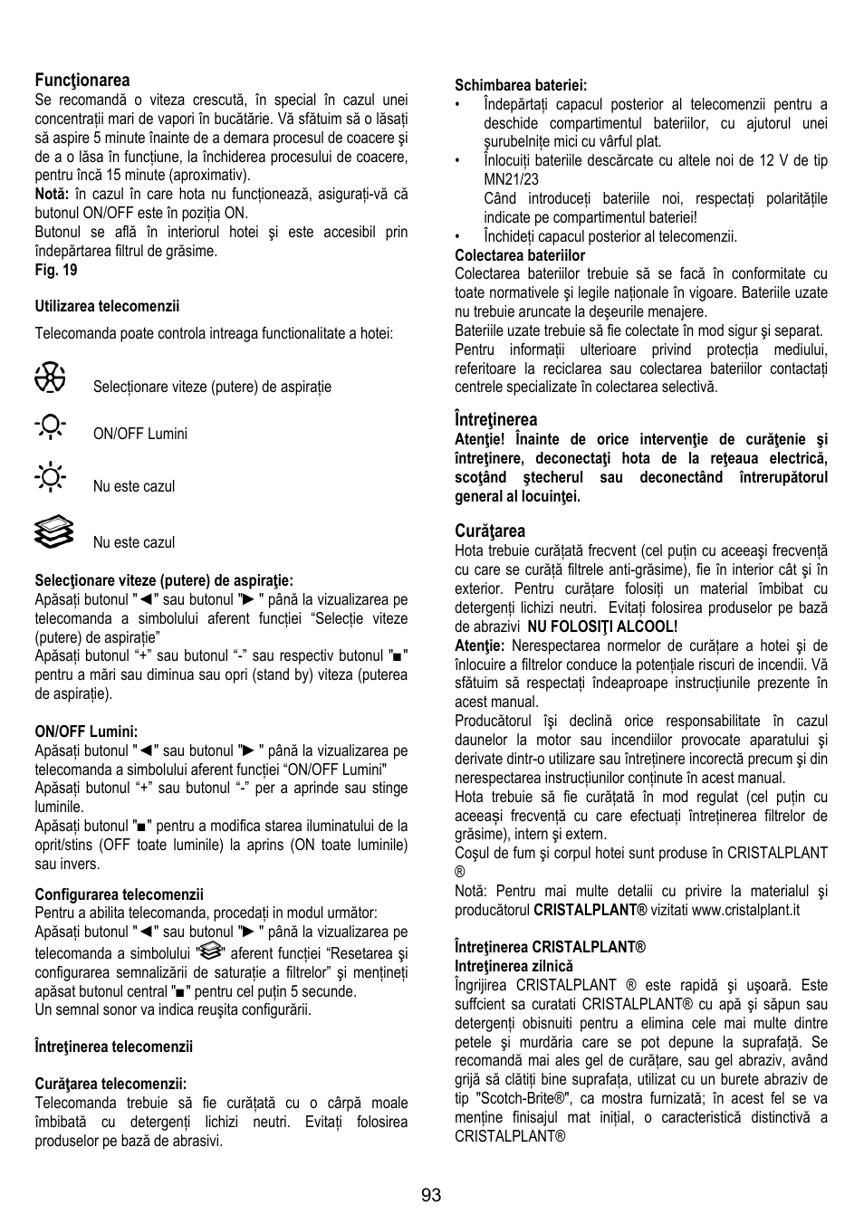ELICA YE User Manual | Page 93 / 136