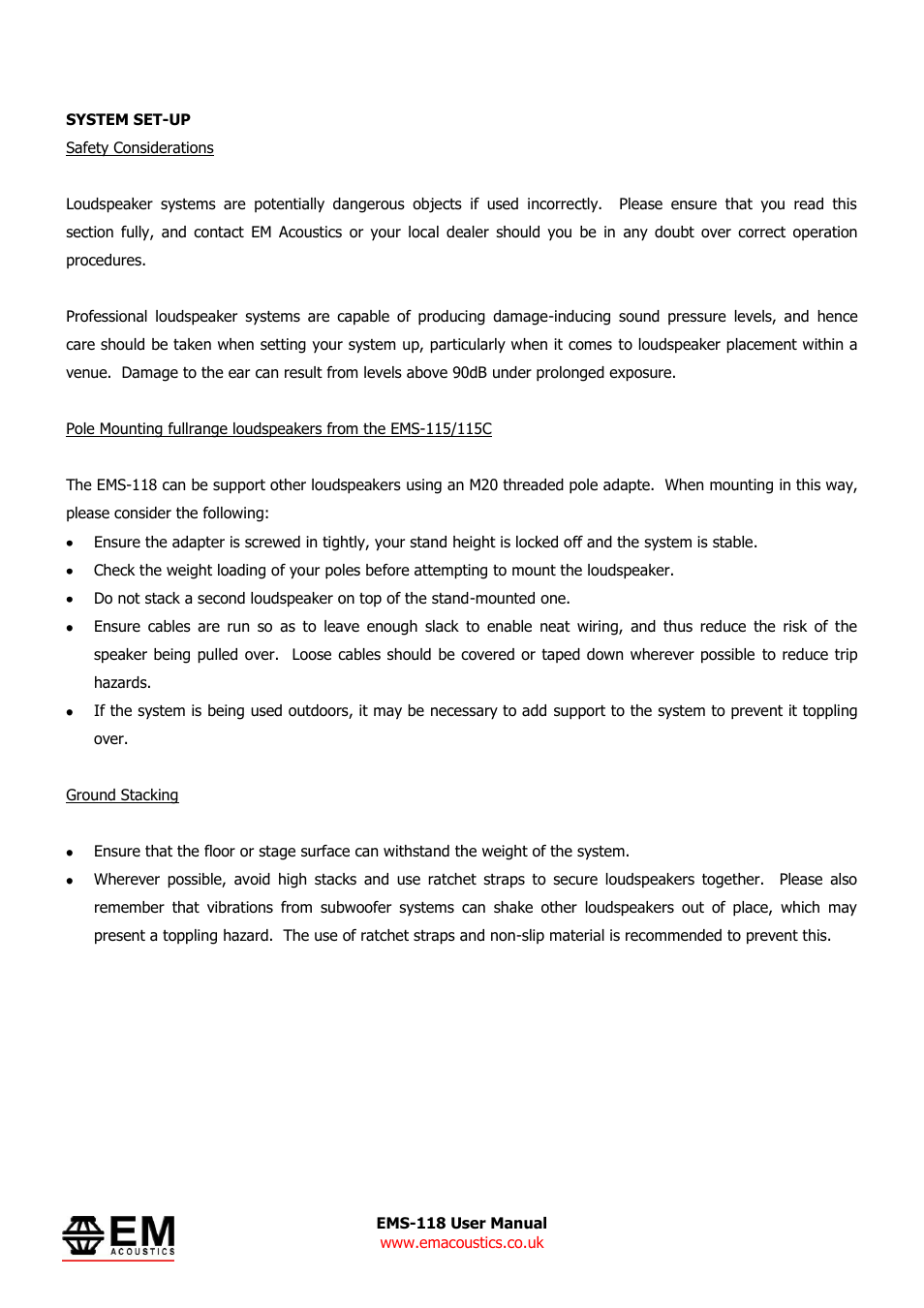 EM Acoustics EMS-118 reflex subwoofer User Manual | Page 5 / 9