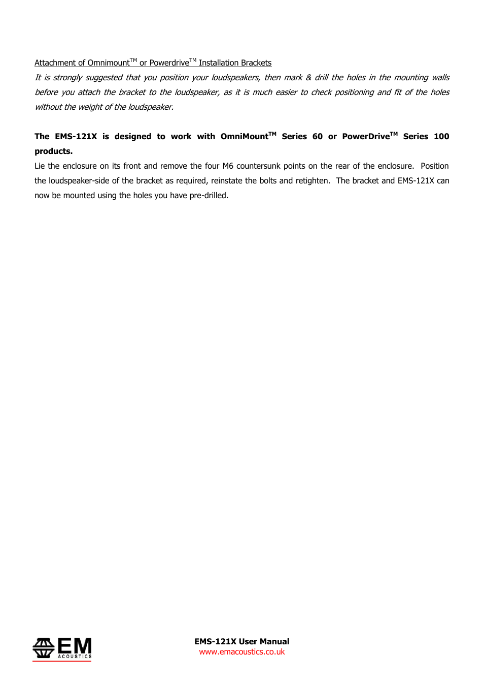 EM Acoustics EMS-121X fullrange passive loudspeaker User Manual | Page 10 / 13