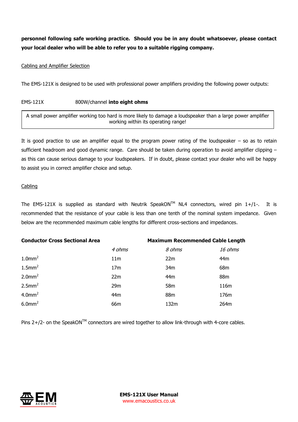 EM Acoustics EMS-121X fullrange passive loudspeaker User Manual | Page 6 / 13