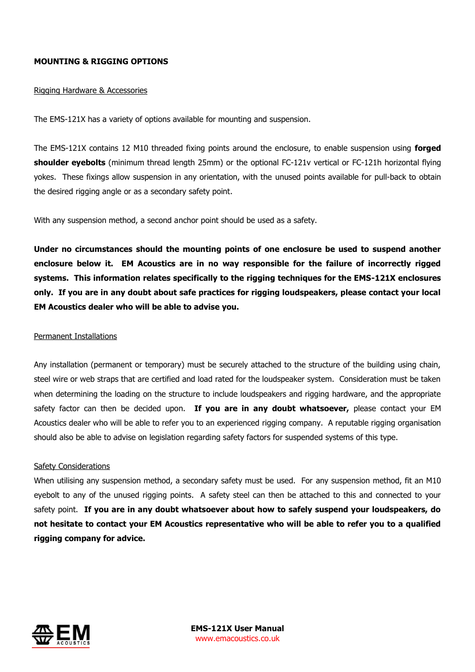 EM Acoustics EMS-121X fullrange passive loudspeaker User Manual | Page 8 / 13