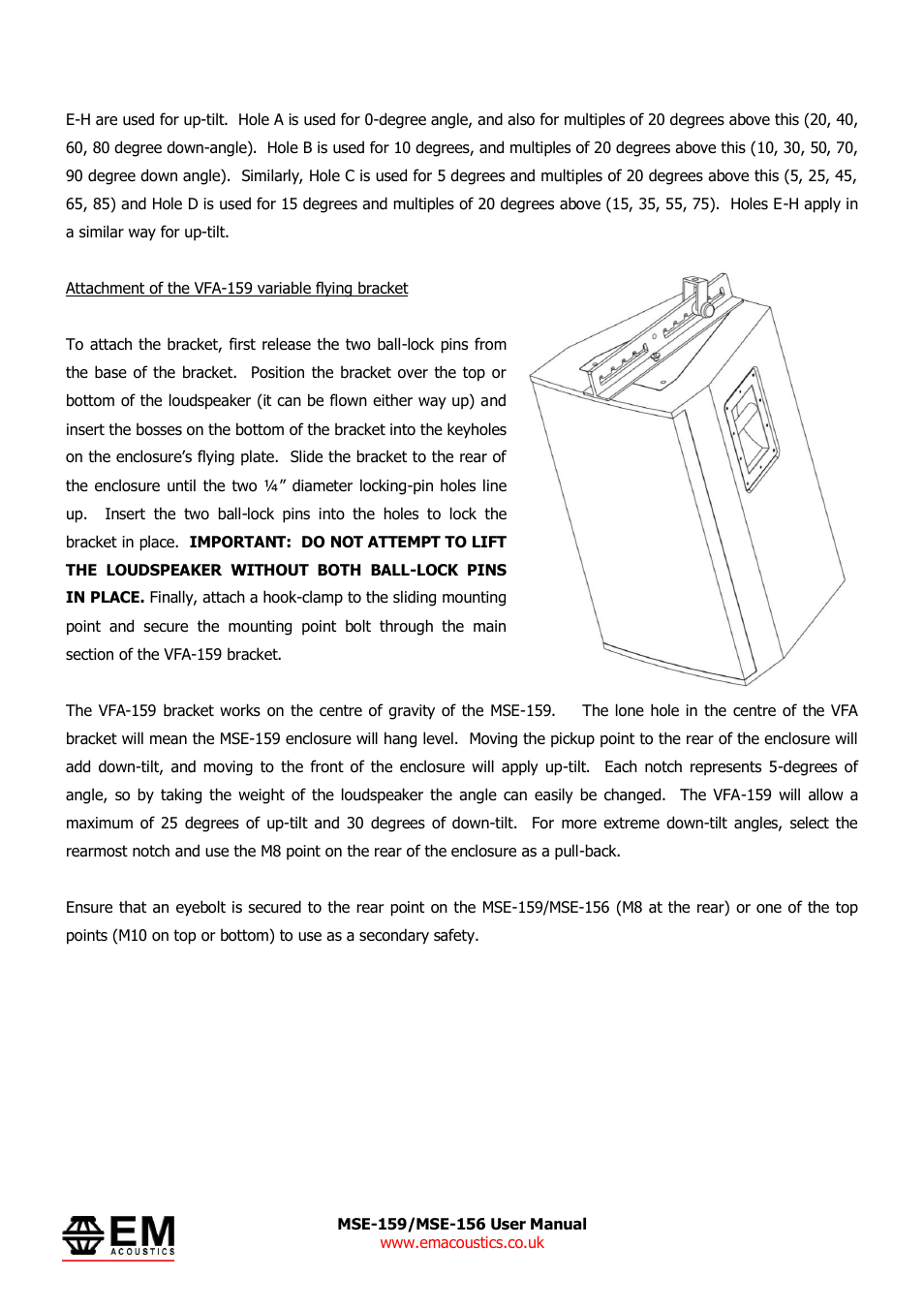 EM Acoustics MSE-156 passive fullrange loudspeaker User Manual | Page 10 / 13