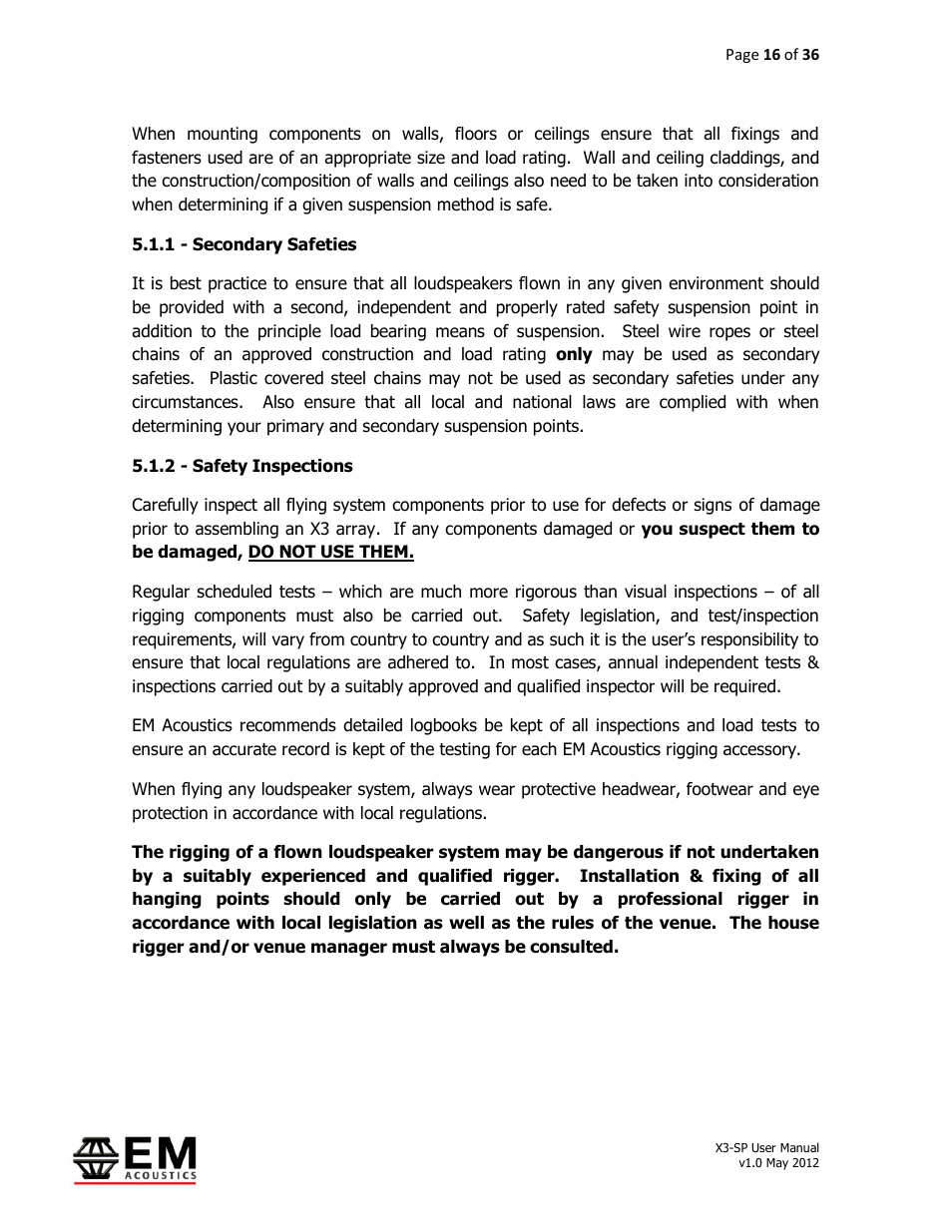 EM Acoustics X3-DFSP self-powered downfill element User Manual | Page 16 / 36