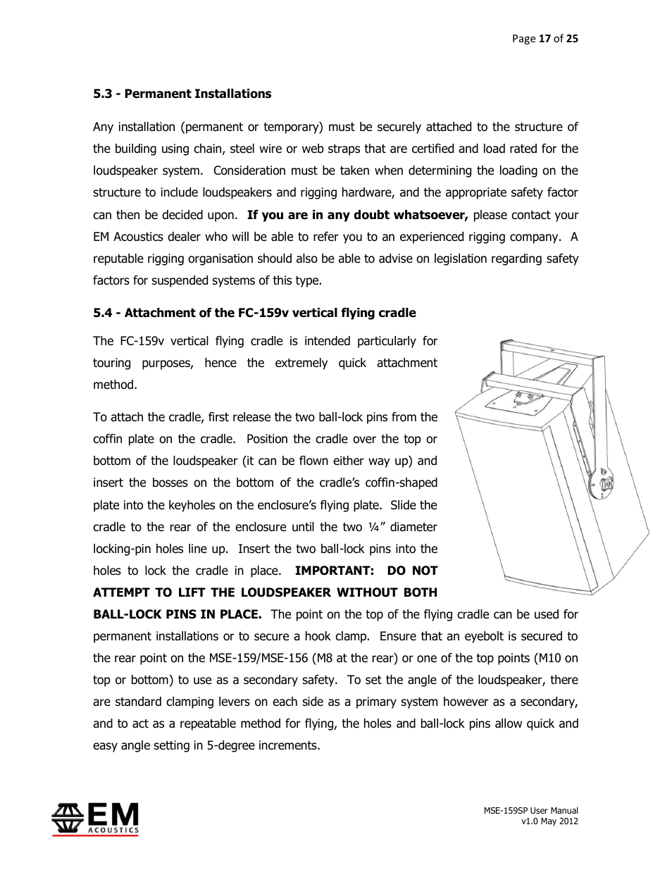 EM Acoustics MSE-159SP self-powered fullrange loudspeaker User Manual | Page 17 / 25