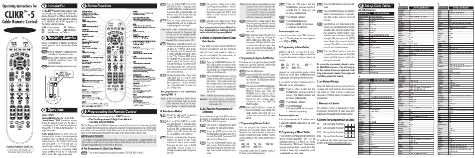 CLO Systems CLIKR-5 UR5U-8720L User Manual | 2 pages