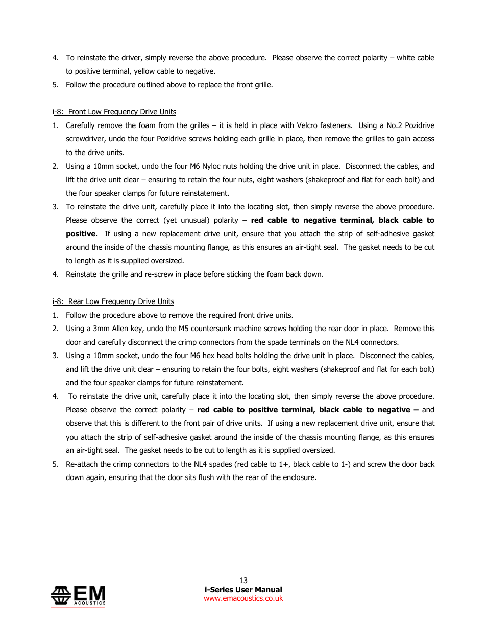 EM Acoustics i-1 ultra-compact satellite loudspeaker User Manual | Page 13 / 19