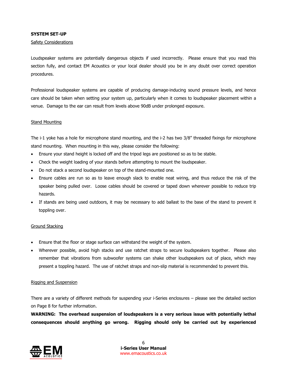 EM Acoustics i-1 ultra-compact satellite loudspeaker User Manual | Page 6 / 19