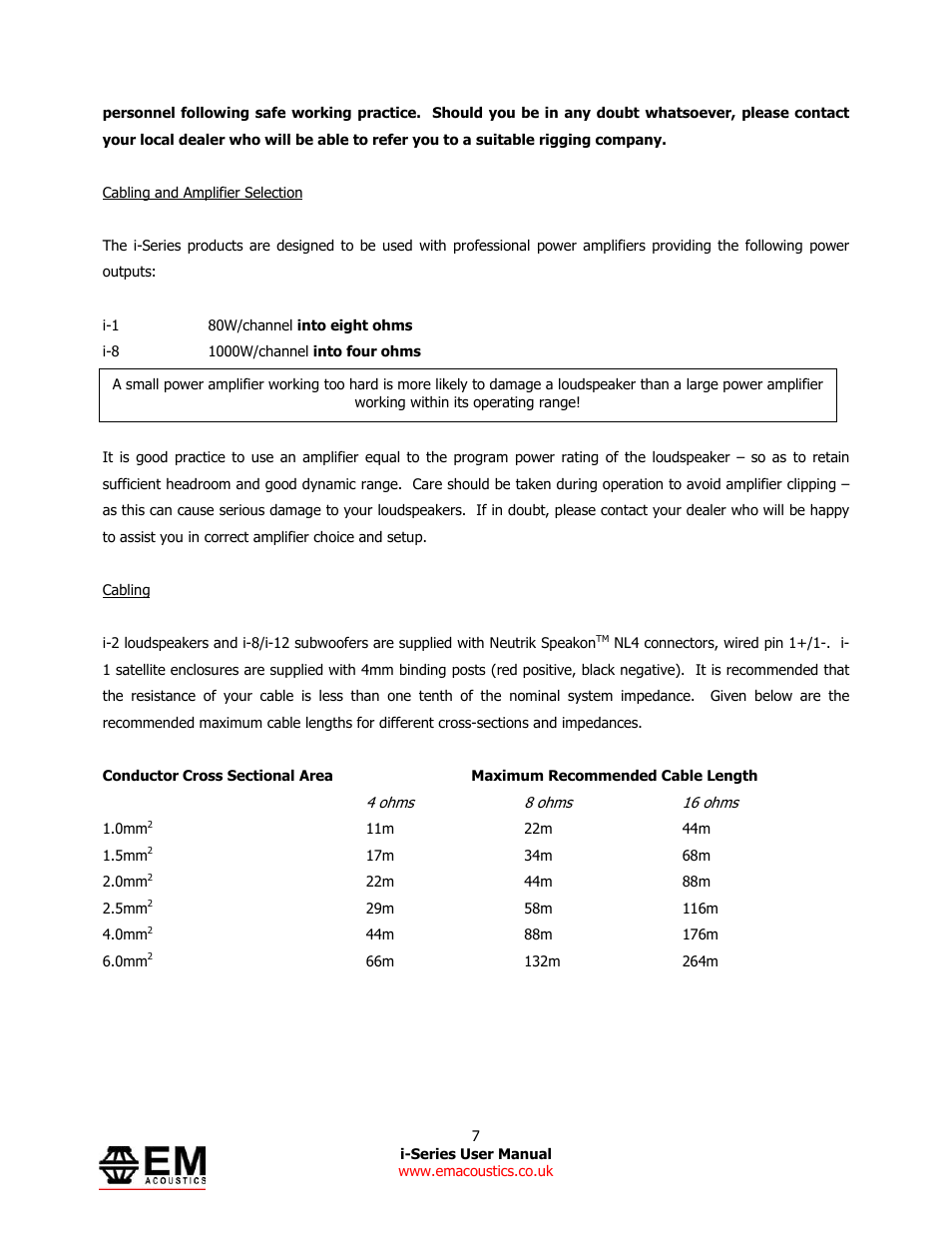 EM Acoustics i-1 ultra-compact satellite loudspeaker User Manual | Page 7 / 19