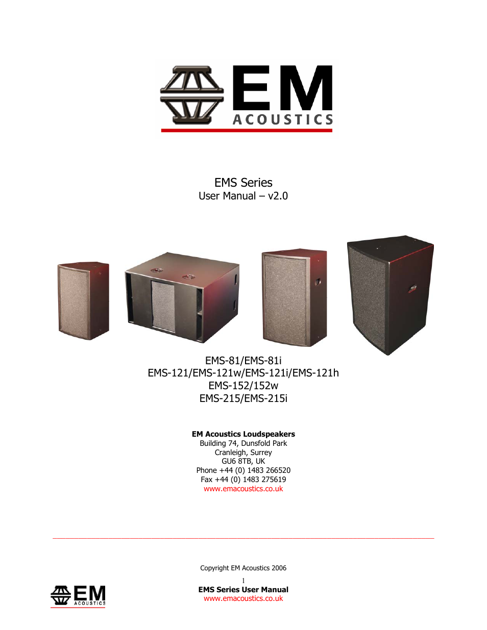 EM Acoustics EMS-81 compact passive loudspeaker User Manual | 25 pages
