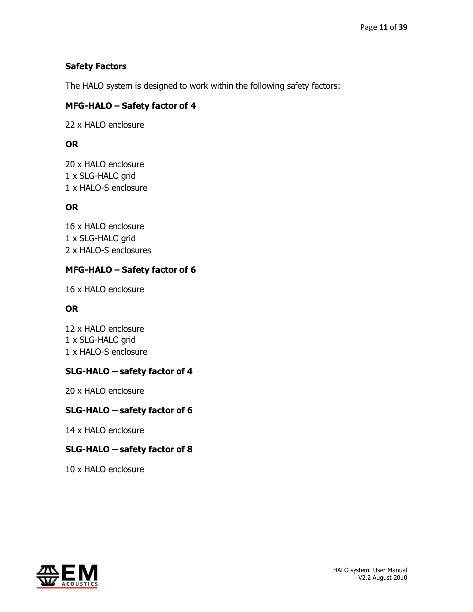 EM Acoustics HALO bi-amplified line array system User Manual | Page 11 / 39