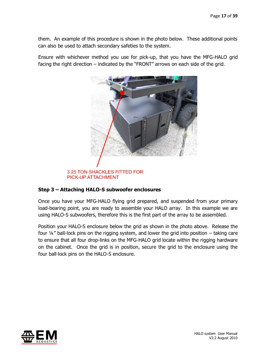 EM Acoustics HALO bi-amplified line array system User Manual | Page 17 / 39