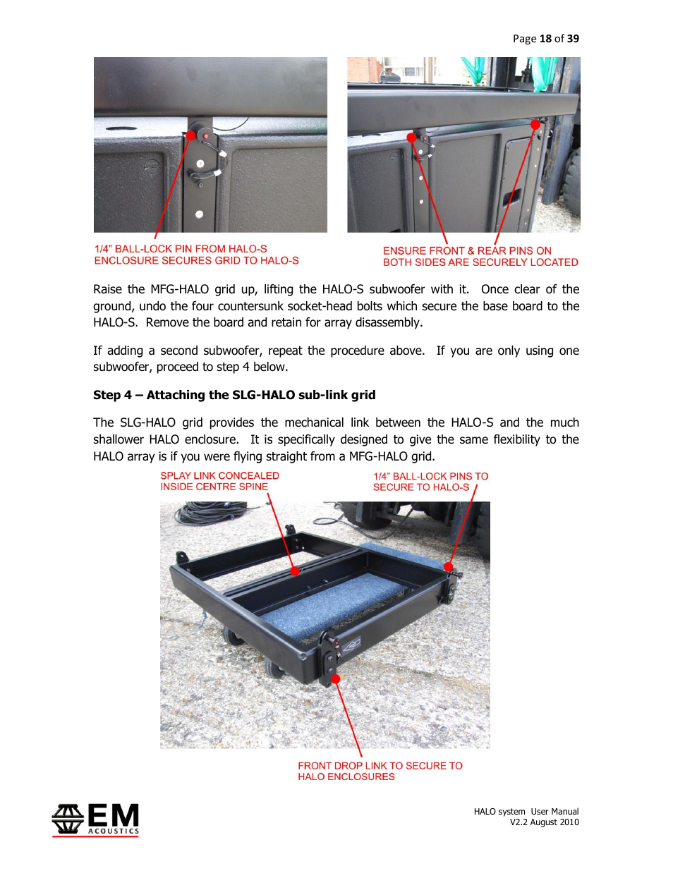 EM Acoustics HALO bi-amplified line array system User Manual | Page 18 / 39