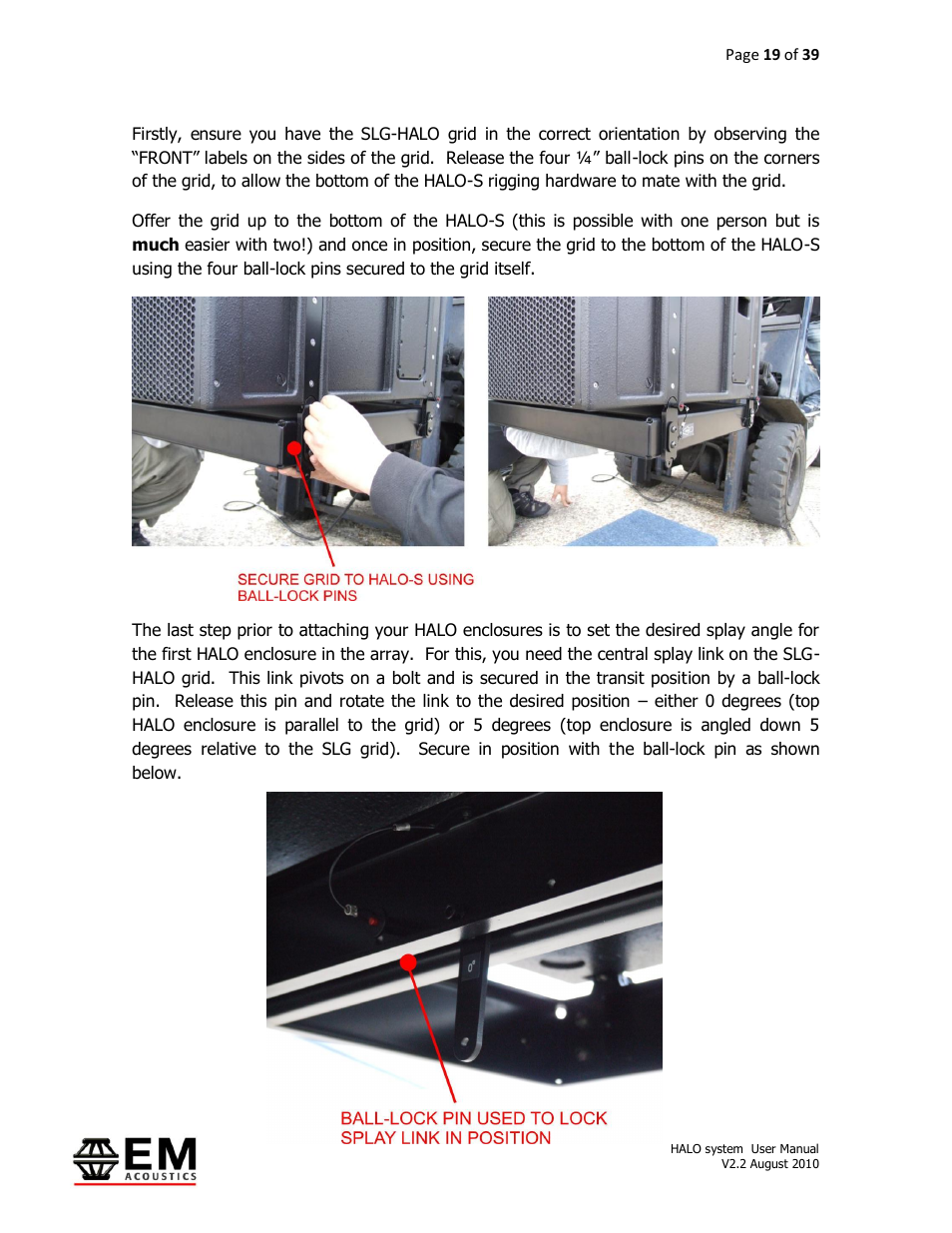 EM Acoustics HALO bi-amplified line array system User Manual | Page 19 / 39