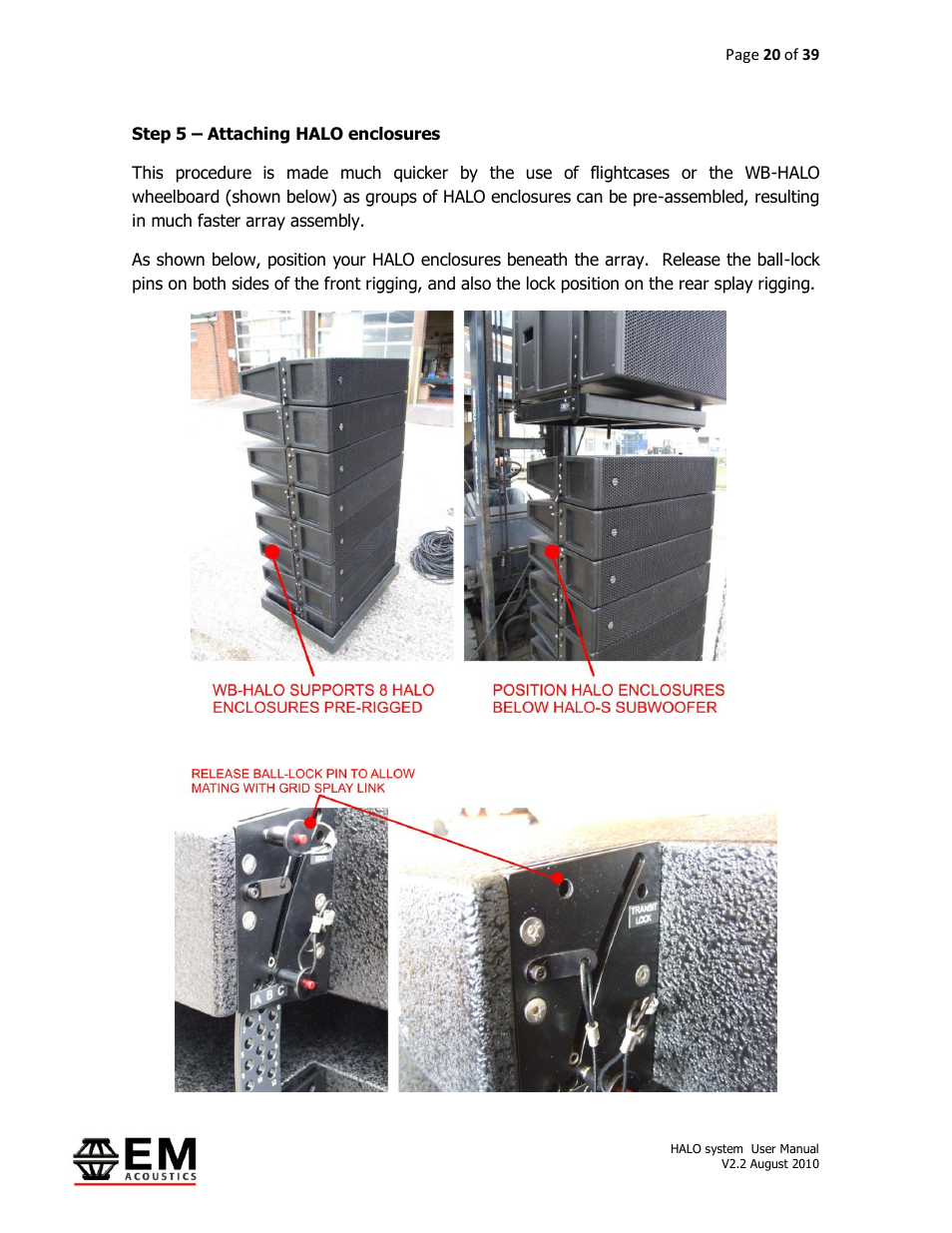 EM Acoustics HALO bi-amplified line array system User Manual | Page 20 / 39