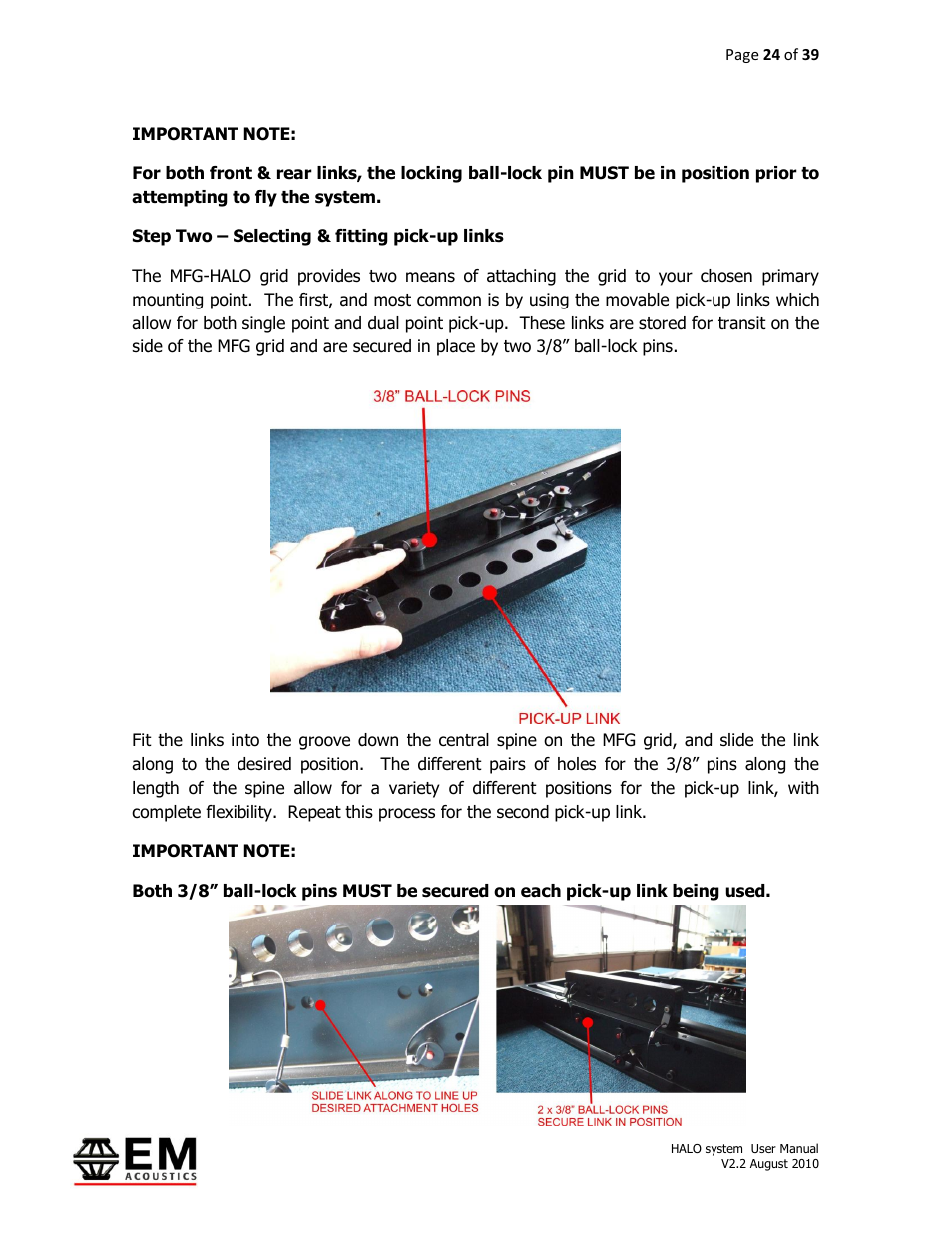 EM Acoustics HALO bi-amplified line array system User Manual | Page 24 / 39
