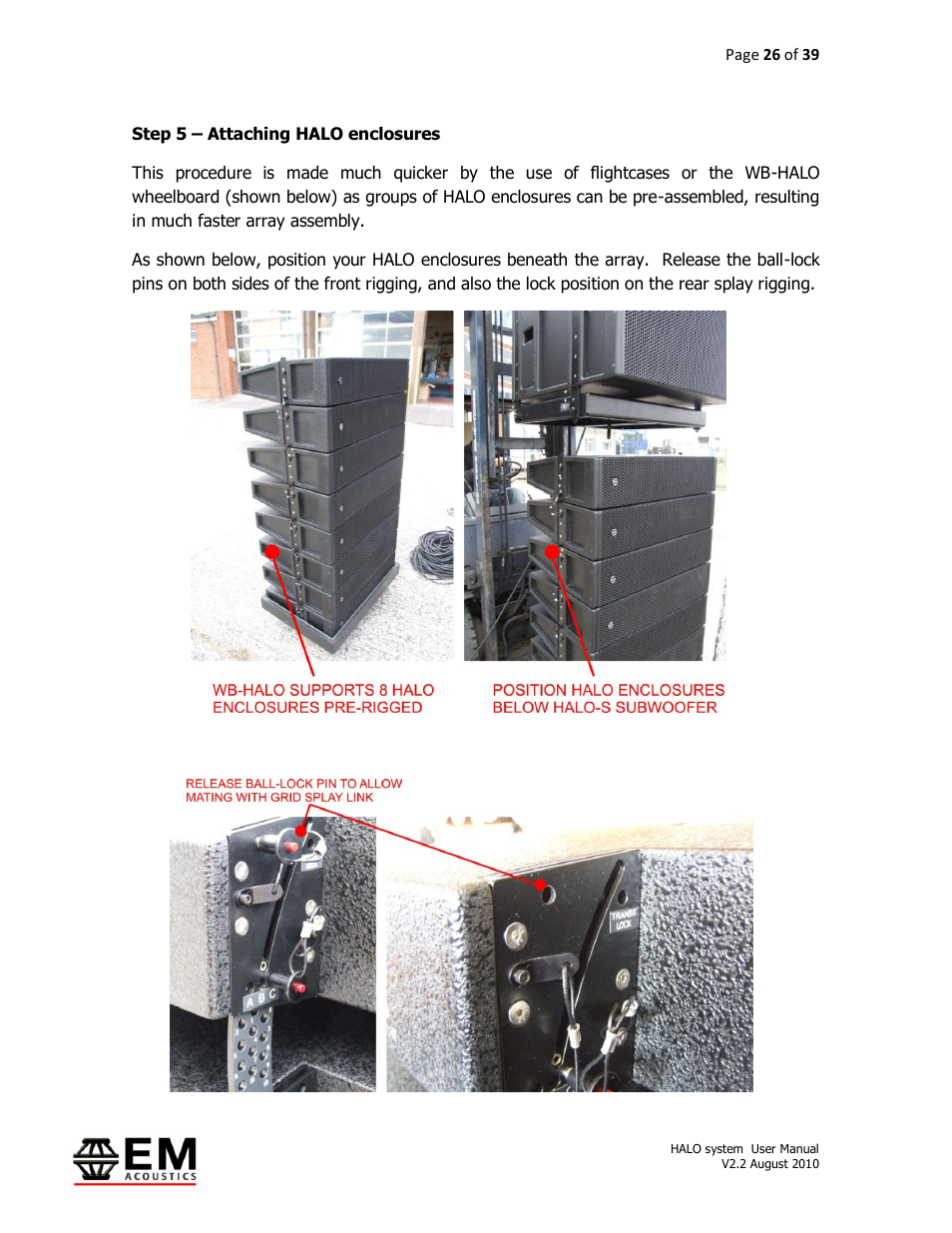 EM Acoustics HALO bi-amplified line array system User Manual | Page 26 / 39