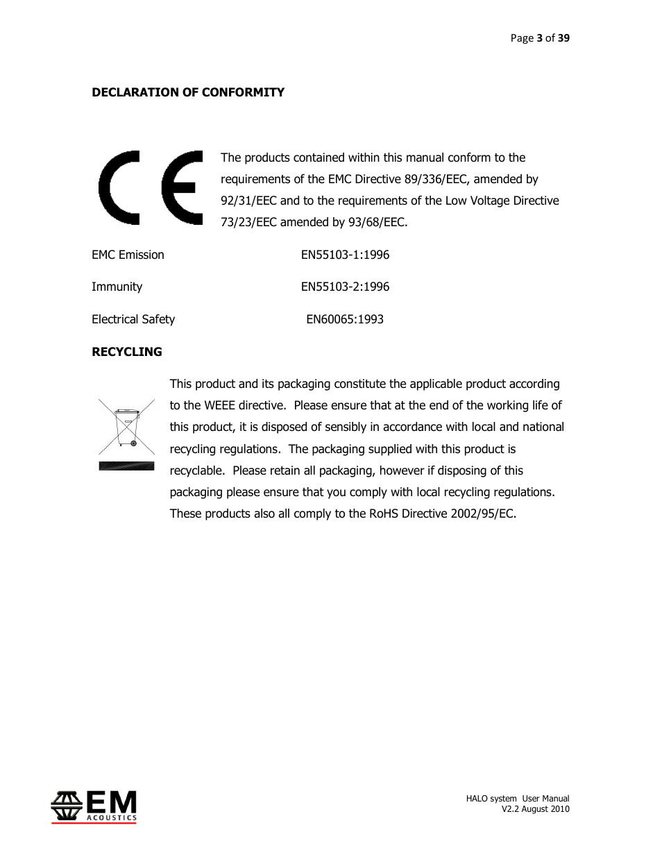 EM Acoustics HALO bi-amplified line array system User Manual | Page 3 / 39
