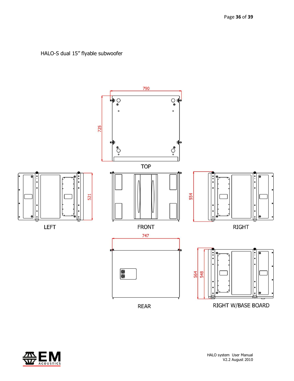 EM Acoustics HALO bi-amplified line array system User Manual | Page 36 / 39