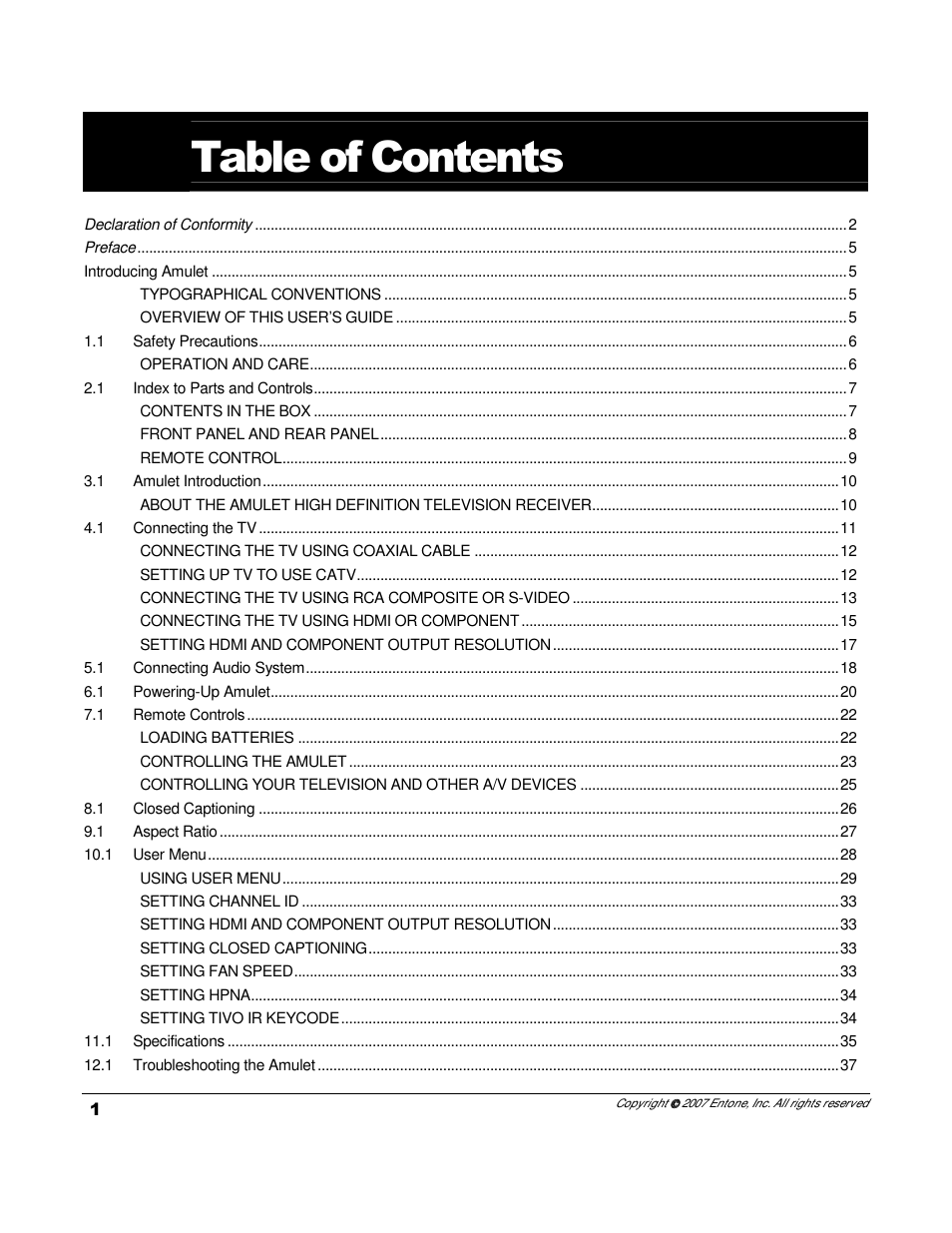 Entone Amulet 200 (D1) User Manual | Page 3 / 40