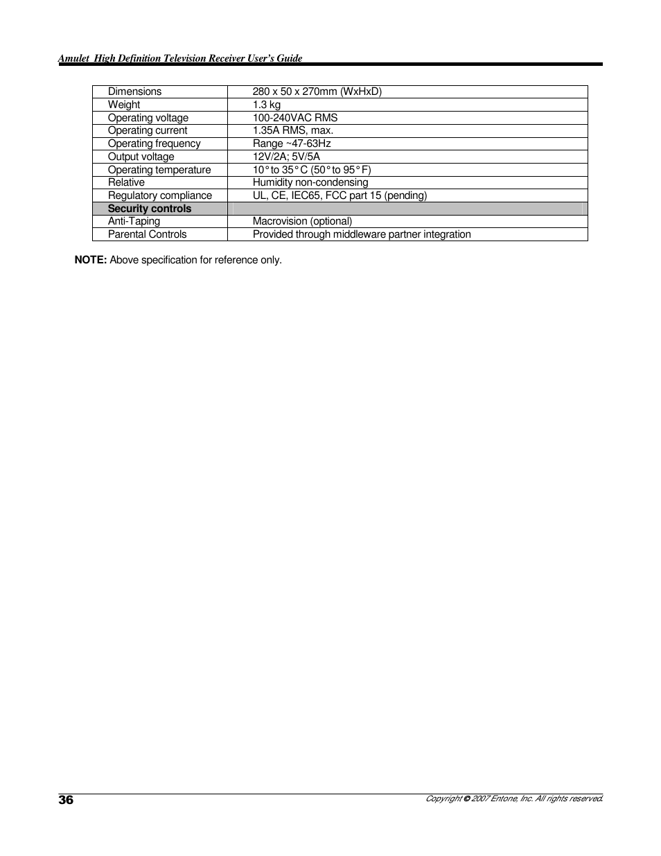 Entone Amulet 200 (D1) User Manual | Page 38 / 40