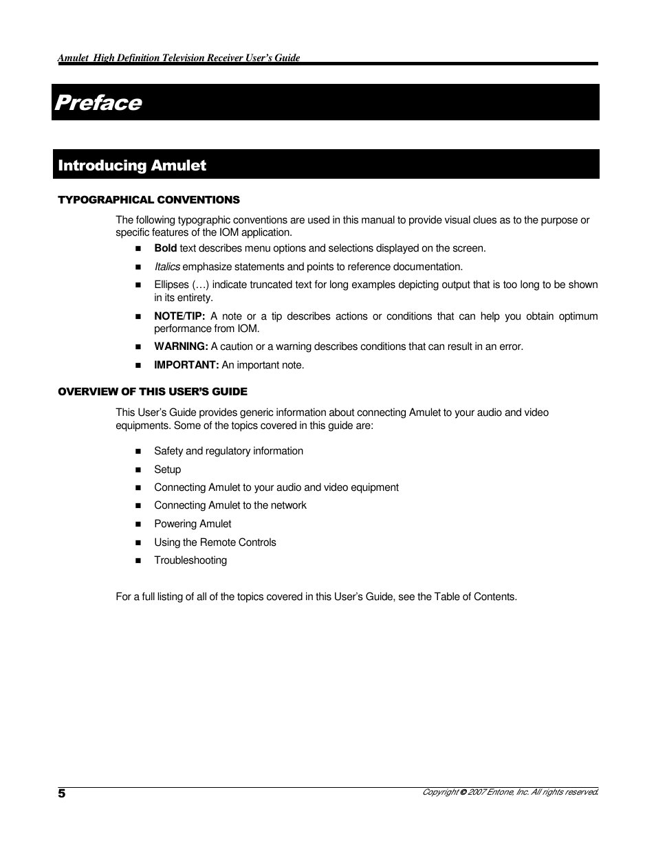 Preface, Introducing amulet | Entone Amulet 200 (D1) User Manual | Page 7 / 40