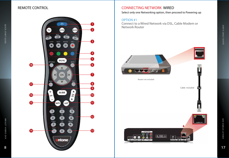 8remote control, Connecting network wired | Entone Amulet 400 (G1) User Manual | Page 10 / 28