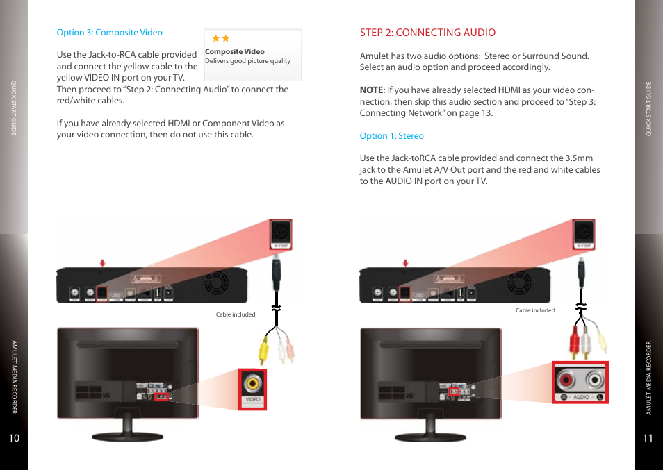 Standard-definition tvs, Connecting audio, Stereo | 11 stereo, Step 2: connecting audio | Entone Amulet 450 User Manual | Page 7 / 13