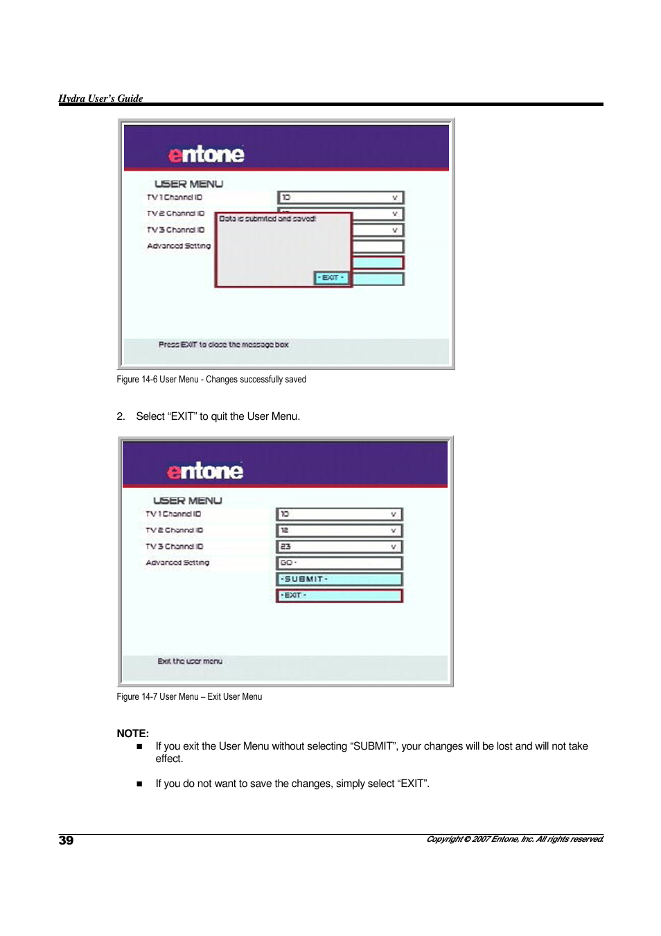 Entone Hydra II User Manual | Page 41 / 44