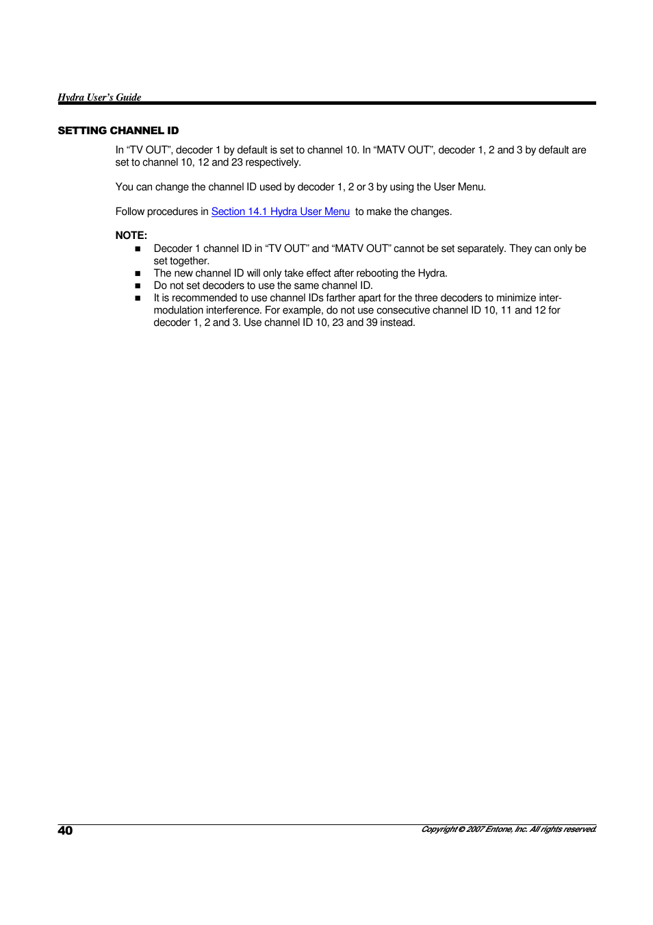 Entone Hydra II User Manual | Page 42 / 44