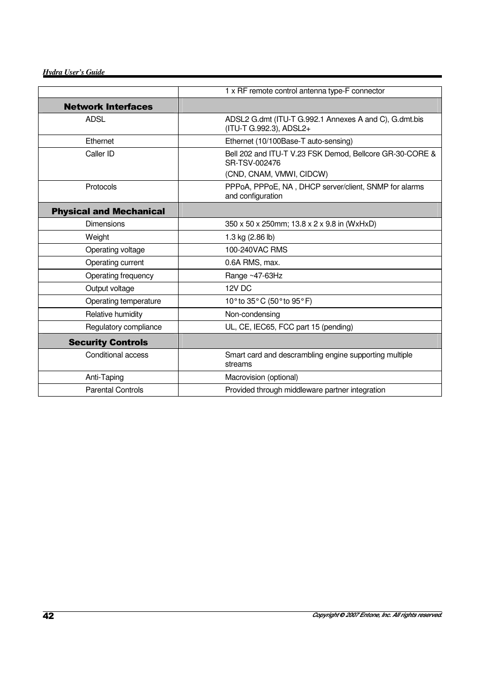 Entone Hydra II User Manual | Page 44 / 44