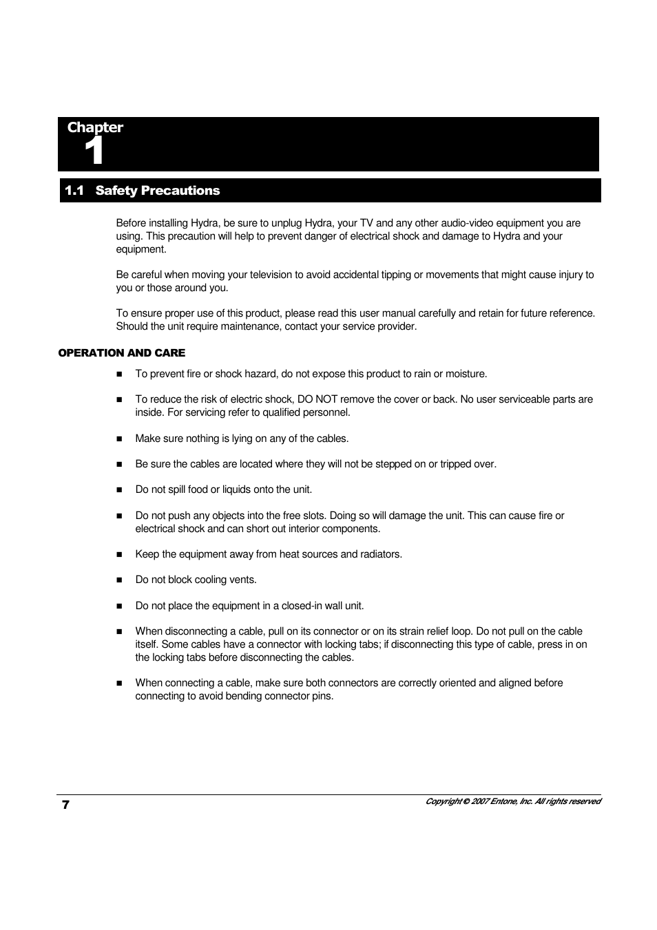 Chapter | Entone Hydra II User Manual | Page 9 / 44