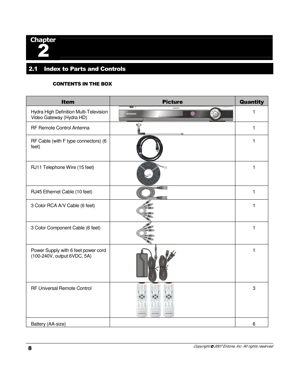 Chapter | Entone Hydra HD A-Series User Manual | Page 10 / 50