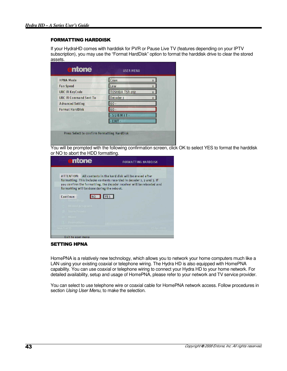Entone Hydra HD A-Series User Manual | Page 45 / 50