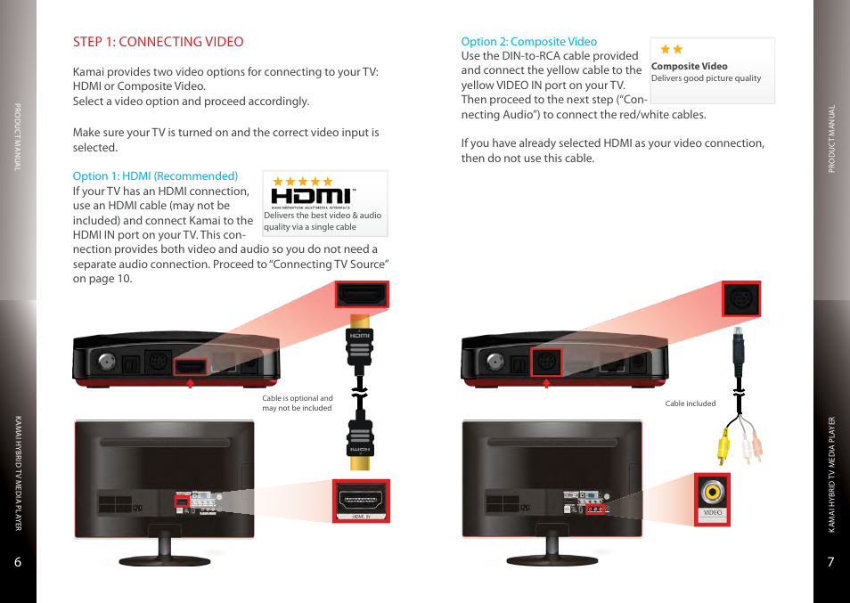 Connecting video, High-definition tvs, Standard-definition tvs | 76 step 1: connecting video | Entone Kamai 500 User Guide User Manual | Page 5 / 9