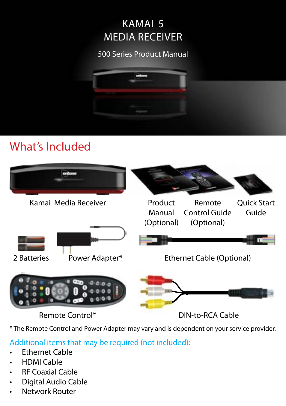 Entone Kamai 500 Quick Start User Manual | 8 pages