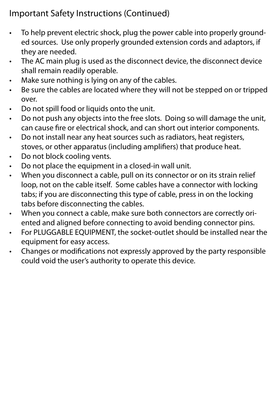 Important safety instructions (continued) | Entone Kamai 510 Quick Start User Manual | Page 6 / 8