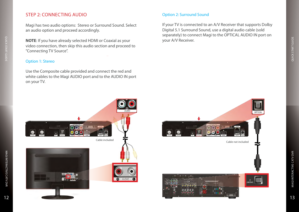 Connecting audio, Stereo, Surround sound | 12 stereo | Entone Magi 400 User Manual | Page 8 / 13