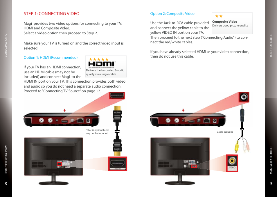 Connecting video, High-definition tvs, Standard-definition tvs | 98 step 1: connecting video | Entone Magi 450 User Manual | Page 6 / 13