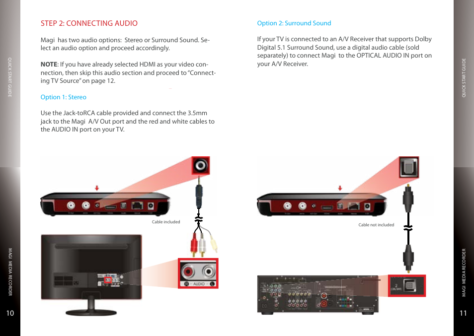 Connecting audio, Stereo, Surround sound | 10 stereo | Entone Magi 450 User Manual | Page 7 / 13