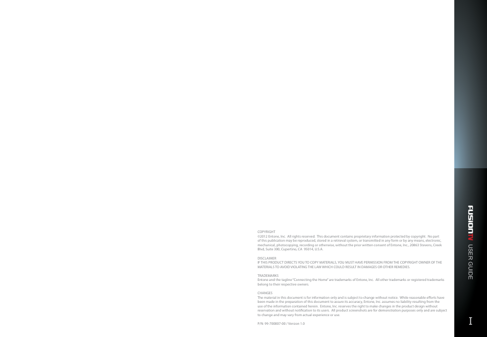 Entone FusionTV User Manual | Page 2 / 51