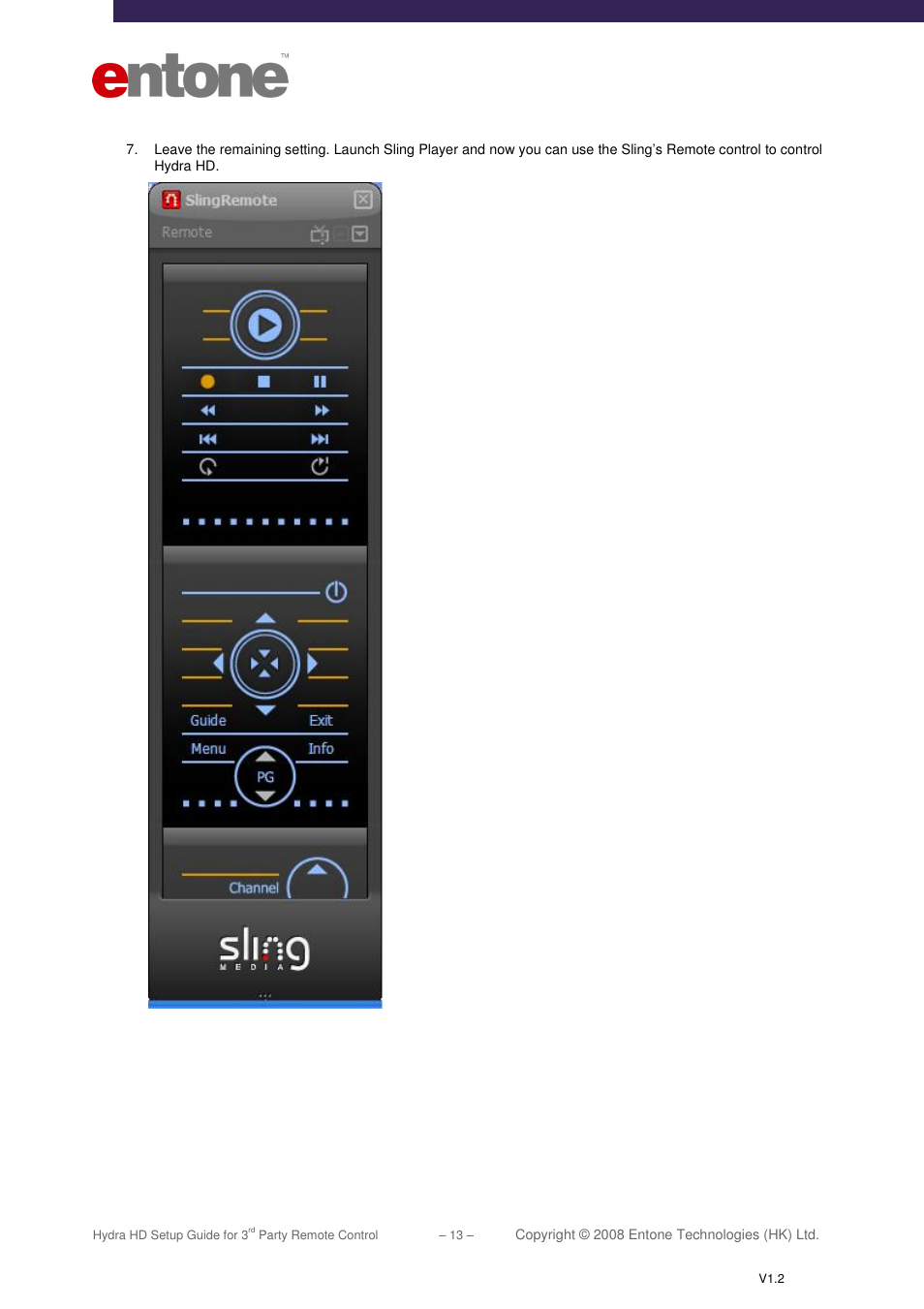 Entone Hydra HD for 3-rd Party Remote Control User Manual | Page 14 / 19