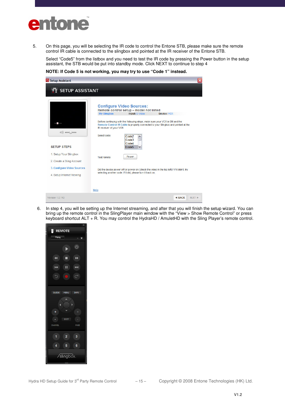 Entone Hydra HD for 3-rd Party Remote Control User Manual | Page 16 / 19