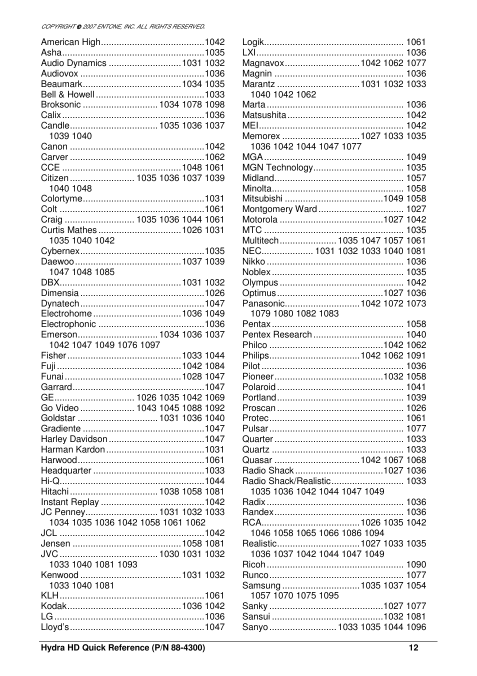 Entone Hydra HD A-Series User Manual | Page 12 / 16